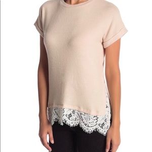XS lace trim top, NWT